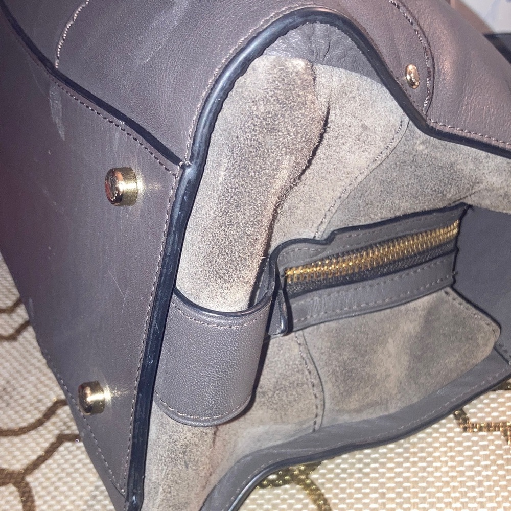 Genuine Coach Mercer 30 Satchel Leather Gray/ Brown Satchel - Picture 9 of 17